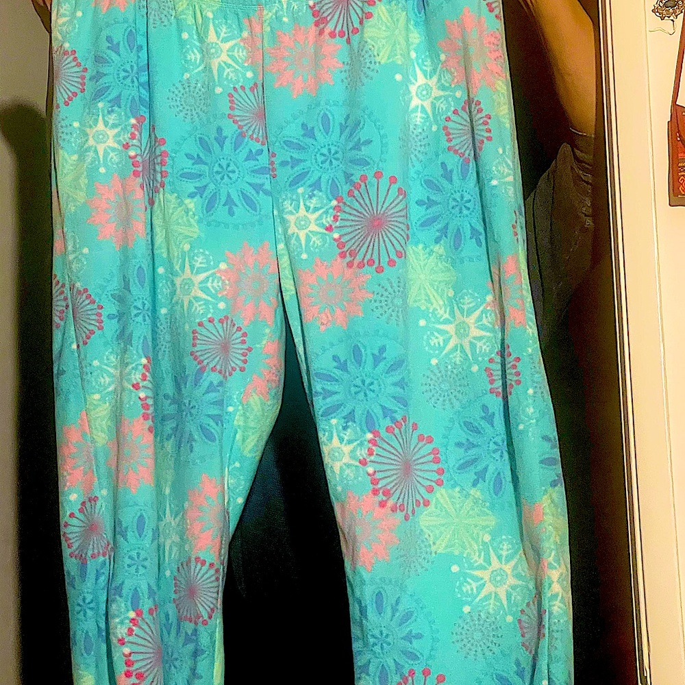 flannel pants/pajamas Vtg Soft Sears plus sz HTF abstract Roomy pastel colorful